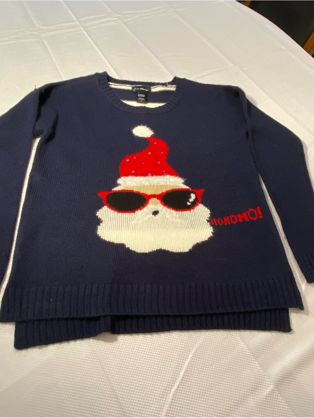 Christmas Santa Graphic Sweater with Red Accents size medium